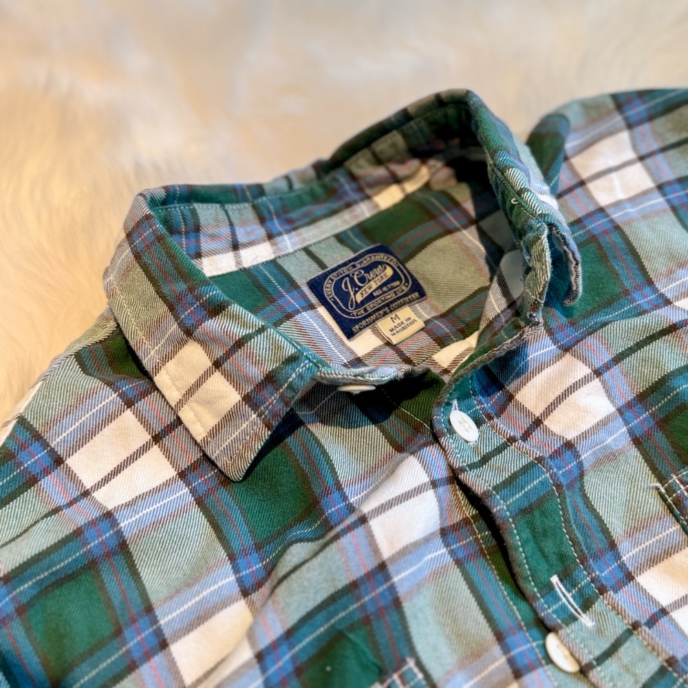 J. Crew Men's Flannel Shirt Plaid Midweight Sportsman Outfitter Size M